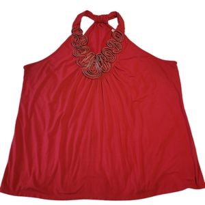 Cato womens red Racer Back Tank Size 26/28 zipper detail collar